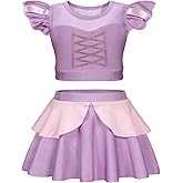WonderBabe Girls Princess Two Piece Swimsuit Kids Bathing Suits Ruffles Fancy Swimwear Surf Beach Summer Swimming Tankini Set