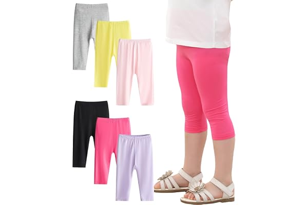 Adorel Girls Leggings Capri 3/4 Summer Pants Pack of 6