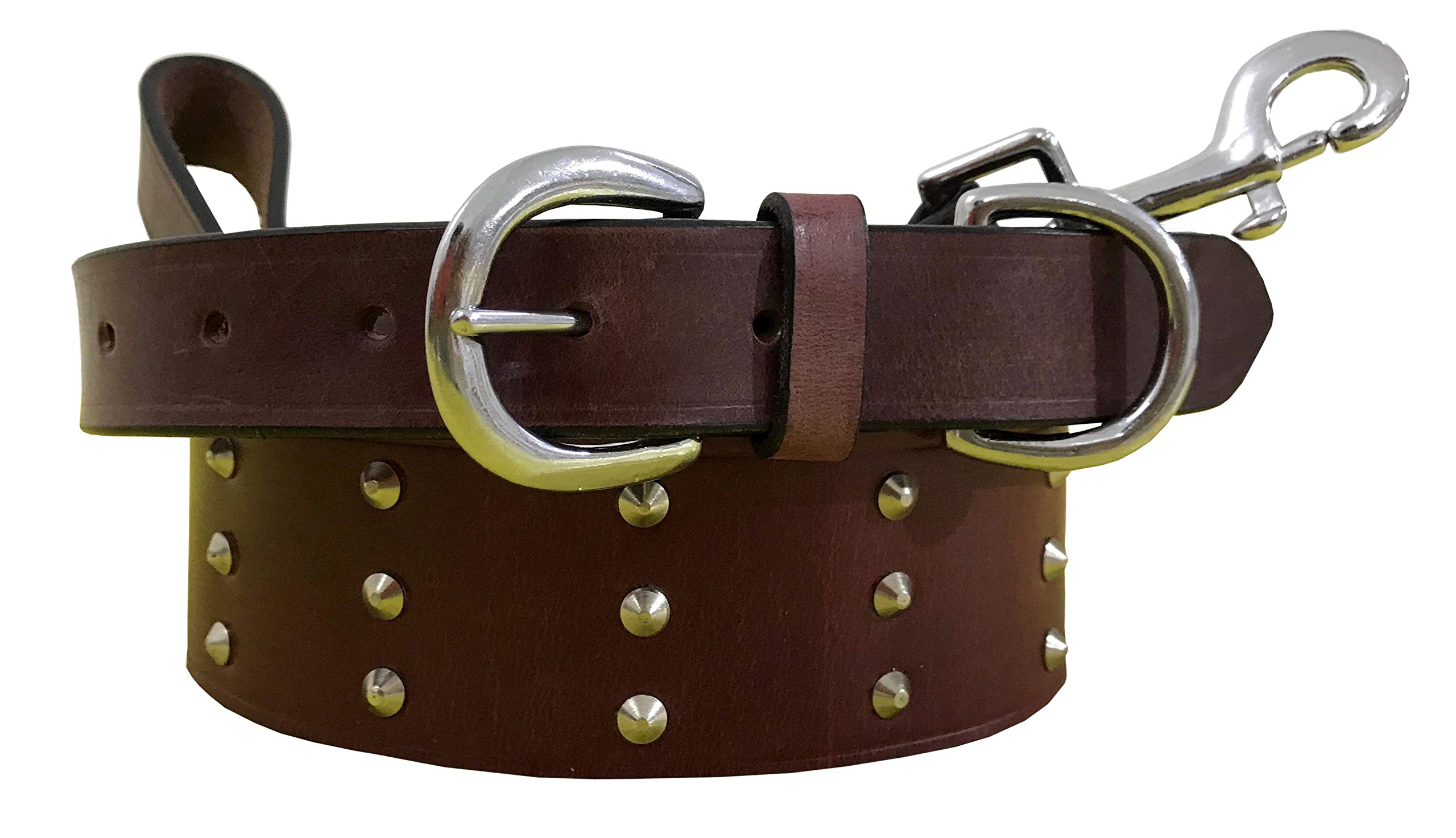 BRADLEY CROMPTON Genuine Leather Matching Pair Dog Collar and Lead Set S