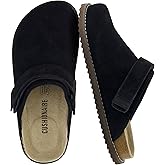 CUSHIONAIRE Boulder Genuine Leather Clogs for Women, Adjustable Swivel Back Strap Slip On Womens Shoes with Memory Foam Footbed