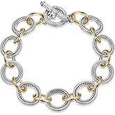 dnswez Cable Link Chain Bracelets for Women, Two Tone Link Bracelets Gold and Silver Circles Vintage Bracelets Wire Bangle Designer Inspired Jewelry Gifts