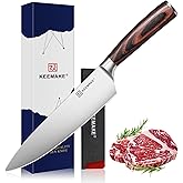 KEEMAKE Chef Knife 8 inch - Sharp Kitchen Knife High Carbon Stainless Steel Blade, Gyuto Knife Ergonomic Wood Handle, Professional Chef’s Knife for Home Kitchen and restaurant