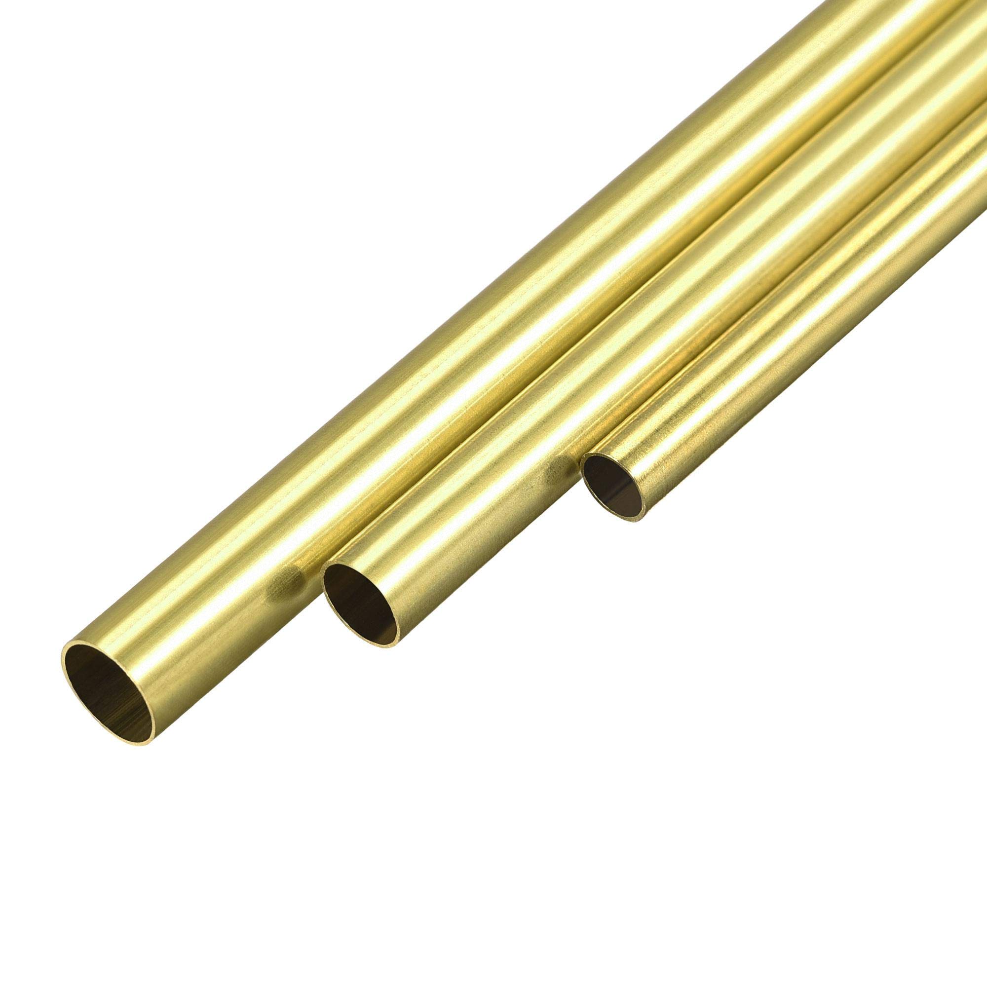 sourcing map Brass Tube, 4mm 5mm 6mm OD x 0.2mm Wall Thickness 300mm Length Seamless Round Pipe Tubing, Pack of 3