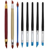 safycaby 8 PCS Rubber Tip Paint Brushes Double-End Silicone Rubber Tip Brushes Silicone Clay Sculpting Tools for Modeling Engraving and Shaping