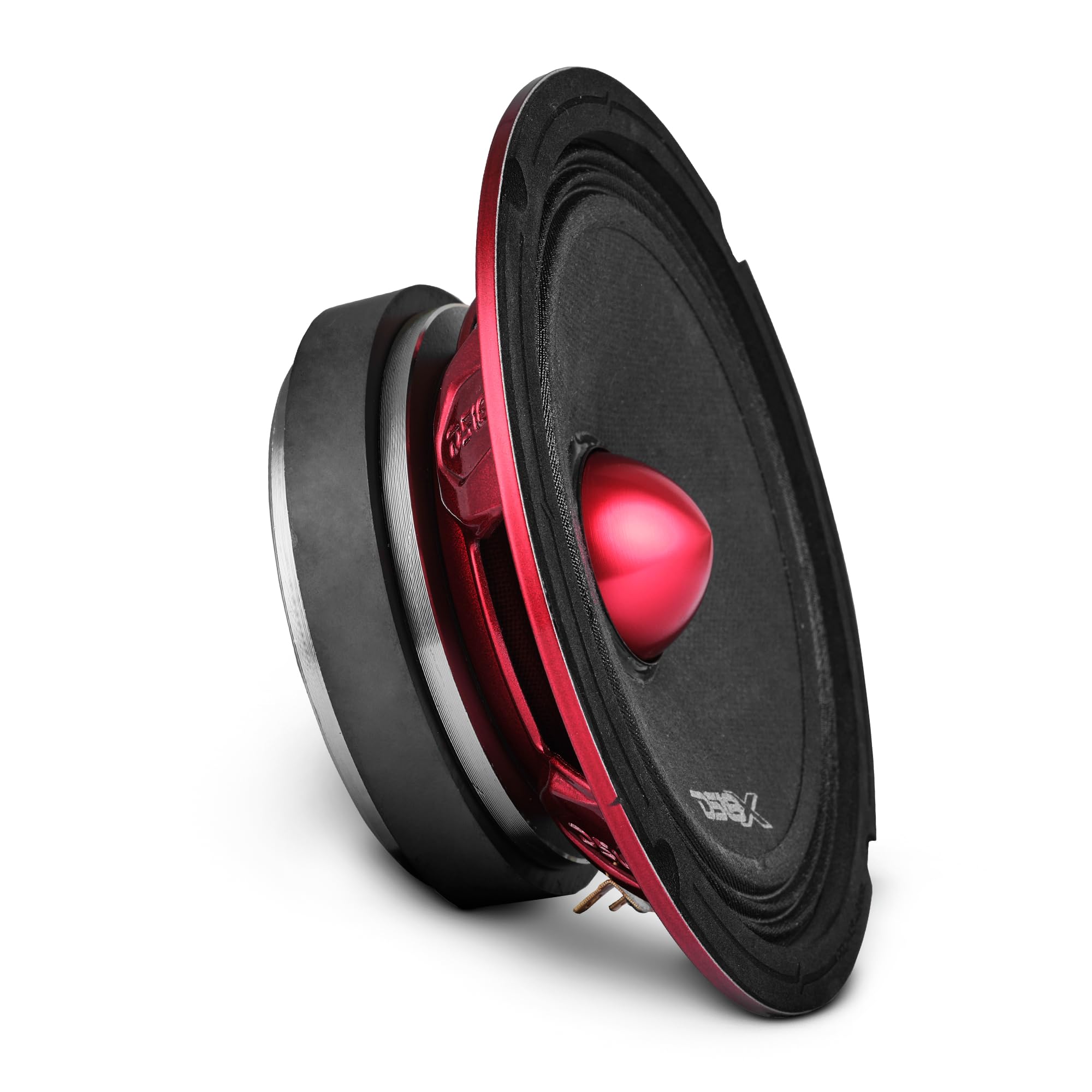 Photo 1 of DS18 PRO-X6.4BMSL Slim Loudspeaker - 6.5", Midrange, Red Aluminum Bullet, 400W Max, 200W RMS, 4 Ohms - Premium Quality Audio Door Speakers for Car or Truck Stereo Sound System (1 Speaker)