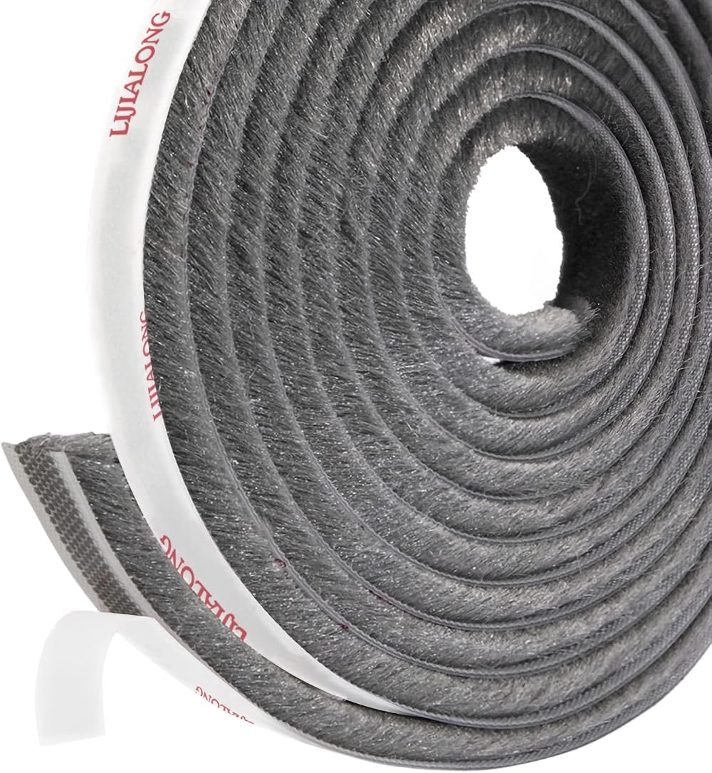 fowong Draught Excluder 4.9m Weatherstrip 9mm Brush Seal Grey Door Window