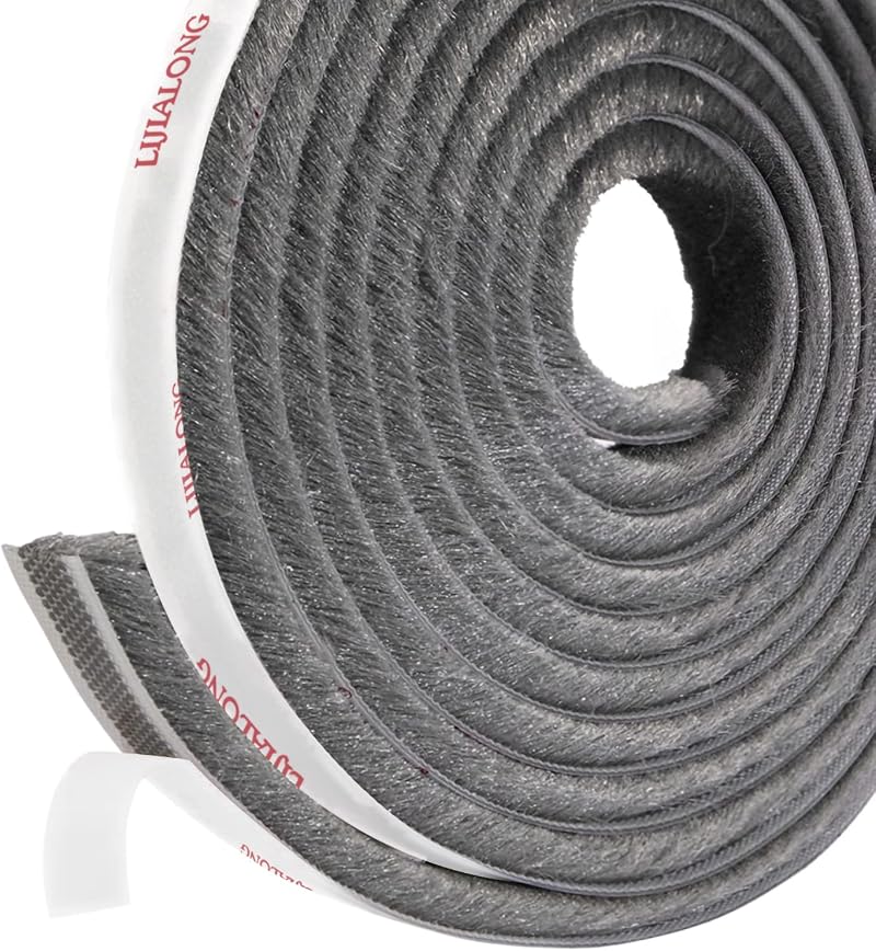 fowong Draught Excluder 4.9m Weatherstrip 9mm Brush Seal Grey Door Window