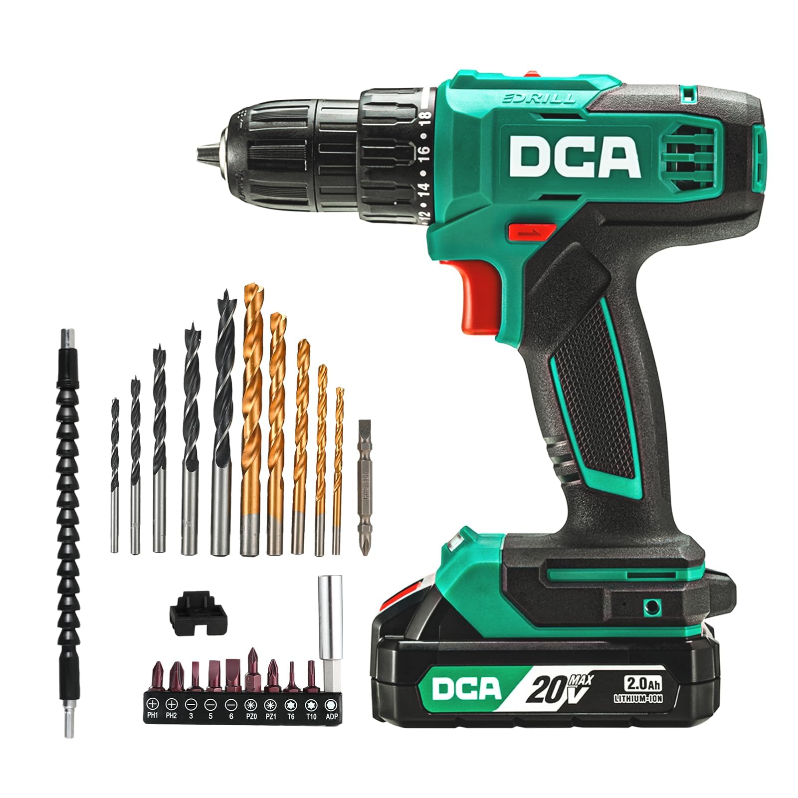 Cordless Drill Set, 354 in-lbs Torque, 3/8