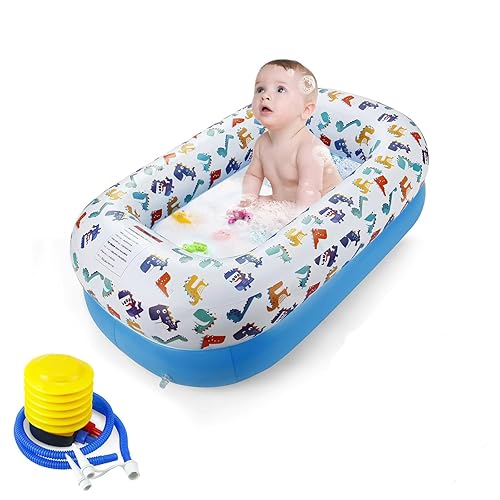 PandaEar Inflatable Dinosaur Baby Bathtub, Foldable Baby Infant