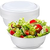Newtay 10 Pack 162 oz Large Plastic Serving Bowls with Lids Round Extra Large Disposable Salad Bowls Containers Chip Candy Dish for Salads and Snacks Party Picnic Buffet Eating (White)