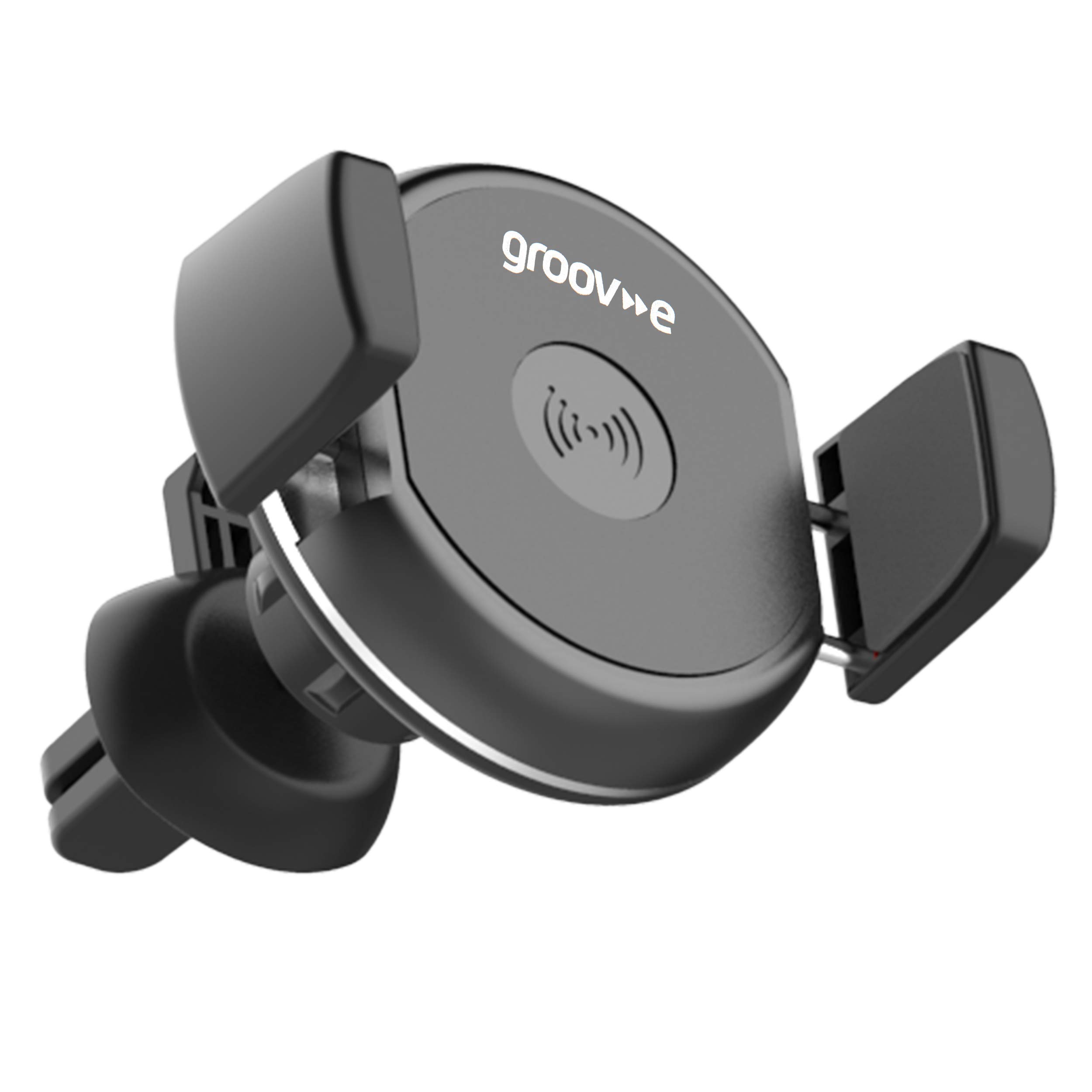 groov e Wireless Car Mount - Phone Holder with 10W Wireless Charging for Qi Enabled Devices with 360 Degree Rotation - Air Vent Clip or Window Suction Cup Mounts - Micro-USB Operated