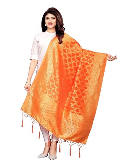 KANCHNAR Womens Silk Jacquard Dupatta