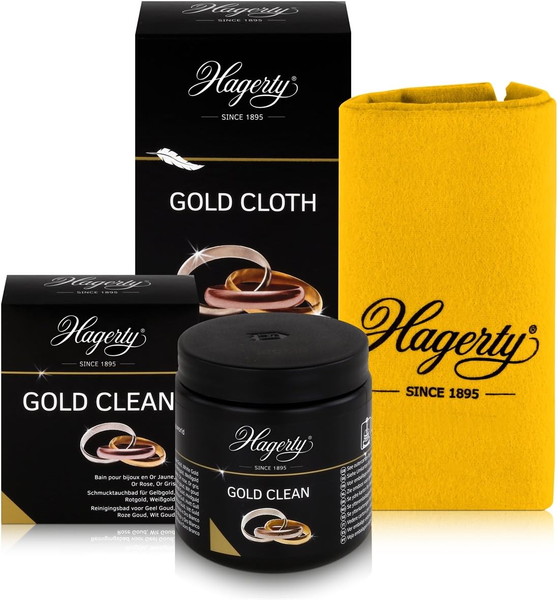 Hagerty Gold Clean & Cloth, jewellery bath 170 ml and cleaning cloth