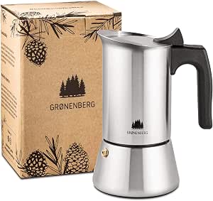 Groenenberg Cafetera Italiana 2 Tazas (100 ml) | Cafetera Moka pequeña de  acero inoxidable (inox) | Cafetera Espresso manual con junta de repuesto e  instrucciones | Espresso Maker sin Aluminio : Hogar y cocina