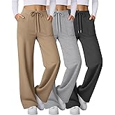 Velvelhall 3 Pack Women's Wide Leg Sweatpants Baggy Workout High Waist Drawstring Jogger Casual Yoga Pants with Pocket