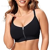 CYDREAM Womens Zip Front Closure Bra Wireless Support Comfort Full Coverage Back Smoothing No Underwire Bralettes