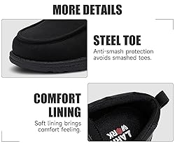 LARNMERN Steel Toe Loafers Women Slip On Canvas