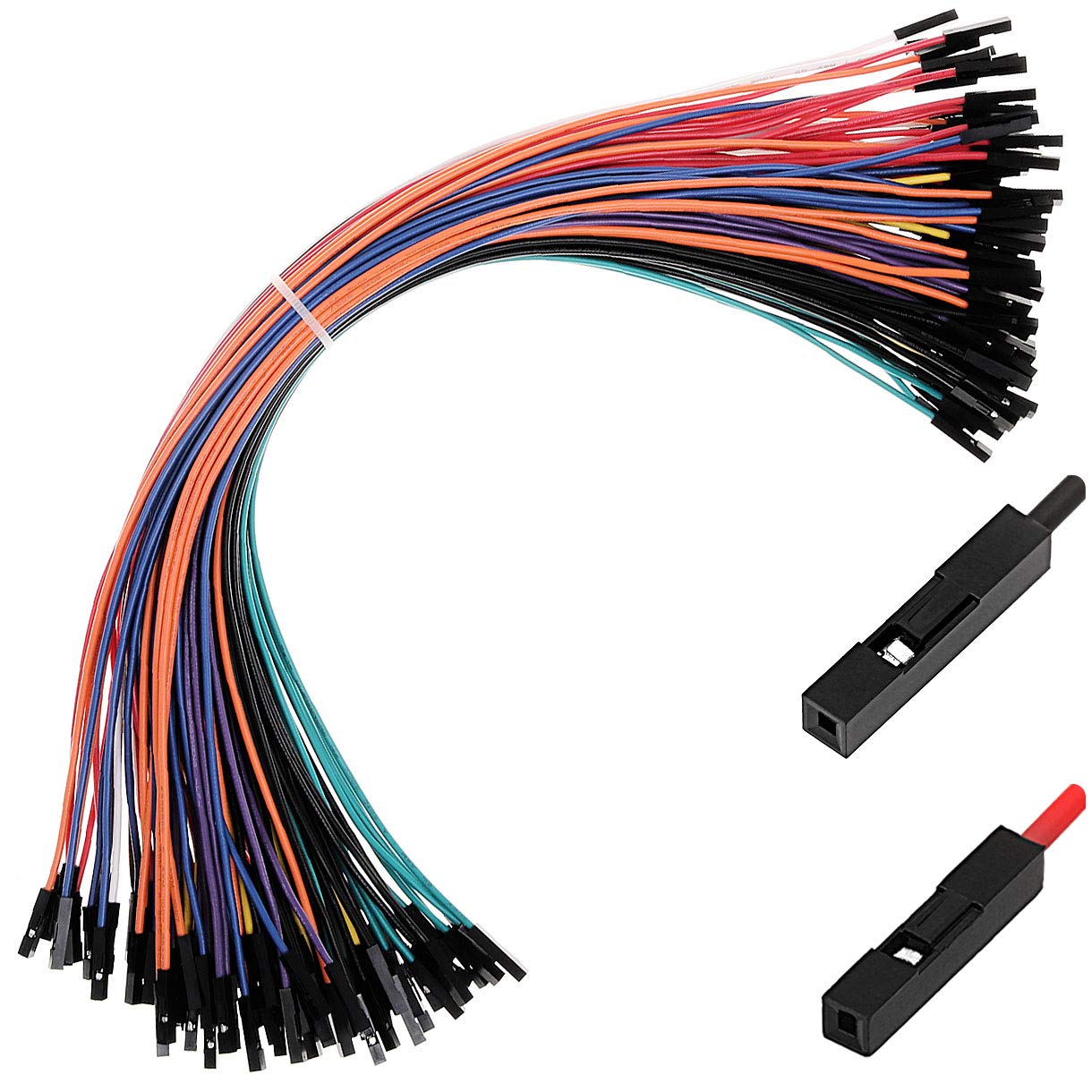 Breadboard Jumper Wires Cables 22AWG For Arduino Raspberry Pi Female Female, 20% MORE Red and Black Jumpers Wires, Square Head 0.1'' 10 Colors Total 120-Pack (30CM, F/F)