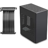 Aluminum Mini ITX Case with PCIe 3.0 Riser, JOYJOM Mini PC Case, SFF Small Form Factor PC Case, TX Computer Gaming Case Supports GPU Graphics Card (Black)