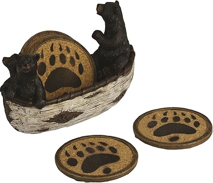 Amazon Com River S Edge Bears In Boat Coaster Set Sports Outdoors