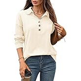 ShawGobow Textured Knit Tops,Button Down Oversized Tunic Shirts for Women,Casual Fall Work from Home Outfits