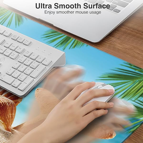 WIRELESS CHARGING MOUSE PAD, 31.5″X15.8″ LARGE GAMING DESK MAT FOR KEYBOARD/LAPTOP, WATERPROOF ULTRA-SMOOTH SURFACE, NON-SLIP BASE, WITH 20W PD ADAPTER, SUMMER BEACH