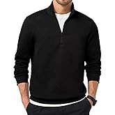 Dokotoo Men Men's Quarter Zip Sweatshirts Soild Casual Geometric Texture Long Sleeve Knit Mock Neck Sweaters Pullover