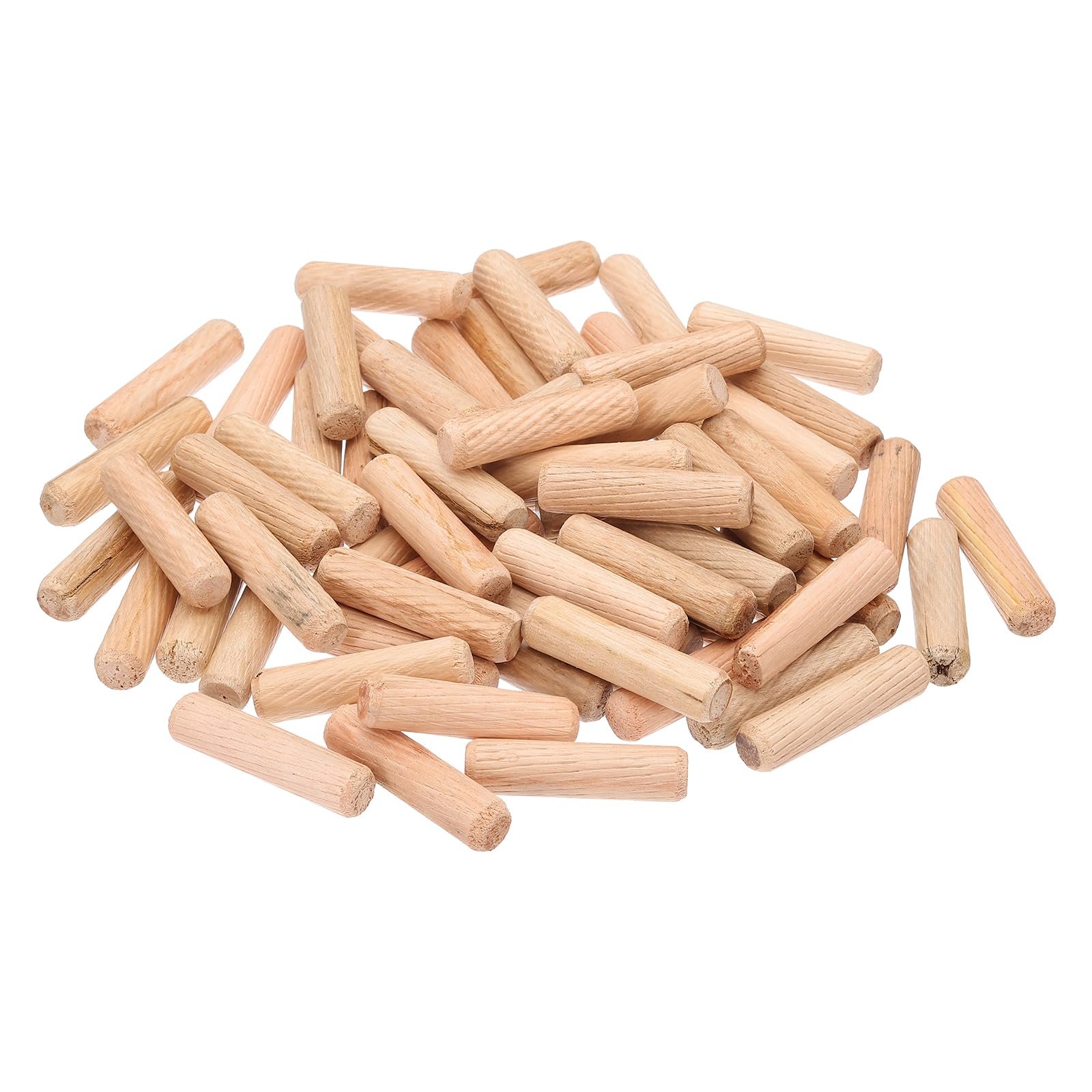 PATIKIL 2/5 Wooden Dowel Pins, 144 Pcs M10x30mm Wood Dowel Pins Hardwood Pegs Fluted Groove Easy Insertion for Crafts Furniture Door Art