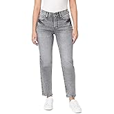 kensie Jeans for Women The Ella Vintage Luxe High-Rise Straight Leg 27-Inch Inseam Raw Edge, Sizes 0-24