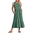 ANRABESS Women Summer Casual Sleeveless Crewneck Sundress Aline Flowy Tiered Maxi Long Beach Dress Vacation Outfits