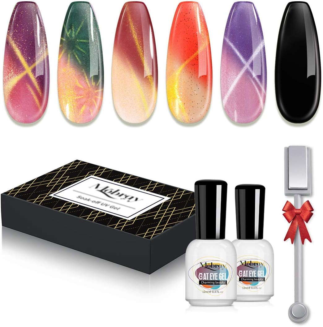 Color Changing Gel Nail Polish Chameleon Gel Nail Polish Mood Color Change Gel 6pcs Thermal Cat Eye Gel Polish Color Changing 3D Cat Eye Gel Polish -DF Boutique