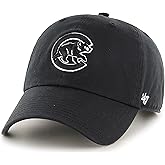 47 Brand MLB Black White Primary Logo Clean Up Adjustable Baseball Cap Hat, Adult One Size Fits All