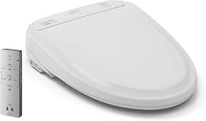 TOTO SW583#01 S350E Electronic Bidet Toilet Seat with Cleansing Warm, Nightlight, Auto Open and Close Lid, Instantaneous Water Heating, and EWATER+, Round, Cotton White