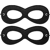 SpareCruise Superhero Black Eye Masks - Felt Halloween Dress Up Masks, Adjustable Black Masks with Elastic Rope - Great Party Cosplay Accessory - for Superhero Bandit Thief Adult Kids (2 Pcs)