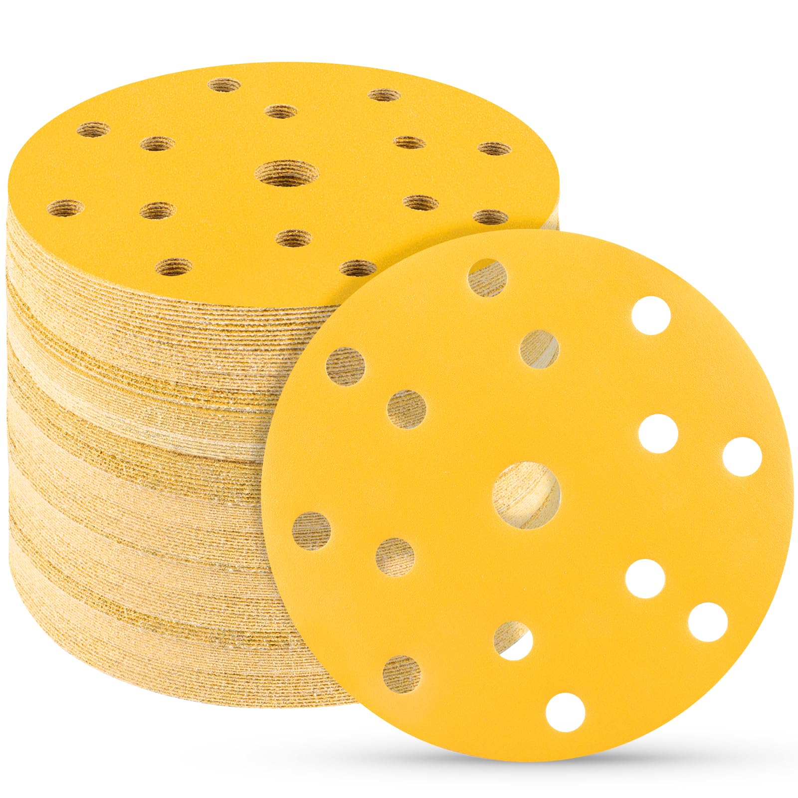 STEBRUAM 50pcs 150mm Sanding Discs,400 Grit 6 inch 15 Holes Hook and Loop Sanding Pads for Random Orbital Sander Pads and All Oscillating Tools