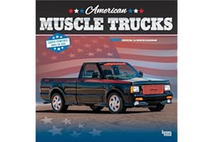 American Muscle Trucks OFFICIAL | 2026 12 x 24 Inch (Hanging) Monthly Square Wall Calendar | Foil Stamped Cover | Plastic-Free | BrownTrout | USA Motor Ford Chevrolet Dodge GMC