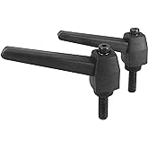 Pack of 2 Push Button Ratchet Level Adjustable Handles with Threaded Stud - 1/4" x 20 TPI - PBRLM 1/4x2
