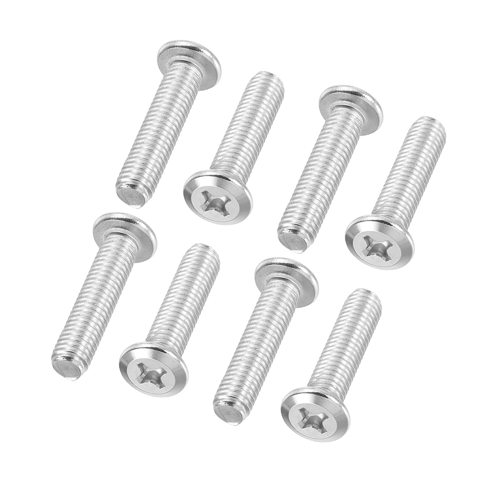 PATIKIL Flat Round Head Phillips Screws, 8 Pack M8-1.25 x 35mm Binding Screws 304 Stainless Steel 18-8 Full Thread, Phillips Drive Machine Screw Furniture Screw Connector Bolts