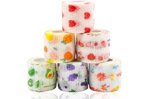 KREYFER 6 Roll 2 Inch x 5 Yards Pet Vet Wrap for Dogs Cats, Cohesive Bandages in Bulk, Colorful Cute Non-Woven Self Adhesive Bandages Wrap Roll for Pet Animals Wound Care Ankle Sprains & Swelling