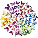 Mudder 6 Colors 3D Butterfly Removable Mural Stickers Wall Stickers Decal for Home and Room Decoration, 72 Pieces