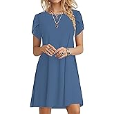 MOLERANI Summer Dresses for Women 2025 Casual T Shirt Crewneck Petal Sleeve Swing Vacation Dress with Pockets