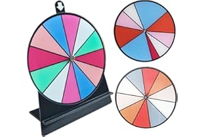 IOBIOTIO Spinning Prize Wheel, 6 inch Wheel-Spinning Wheel for Prizes with Stand, 10,12 Slots Color Small Tabletop Roulette Spinner, Easy Assembly and Erasable, Portable, Arylic