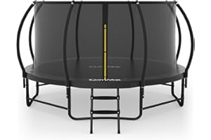 CALMMAX 14FT 12FT 10FT 16FT Trampoline with Safety Enclosure, Anti-Rust Coating – ASTM Certified, Heavy-Duty Outdoor Trampoline with Ladder – for Kids & Adults