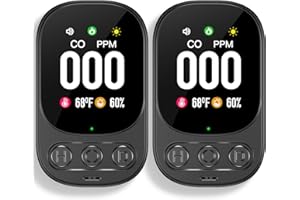 Lunarlipes 3-in-1 Carbon Monoxide Detector Plug in Wall, Carbon Monoxide Alarm with Temp/Humidity Sensor, Backlit LCD Screen ＆ Audible/Visual Alarm, Portable CO Monitor for Home/Apartment(Black-2Pack)