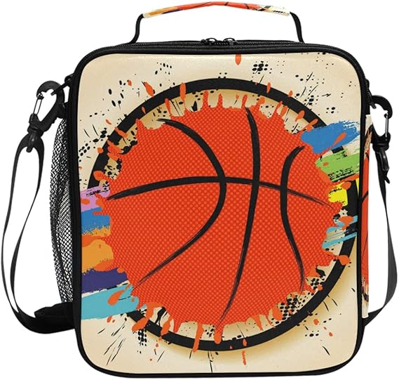 Basketball Insulated Lunch Bag for Wowen Men Meal Prep Lunch Box for Work Picnic Reusable