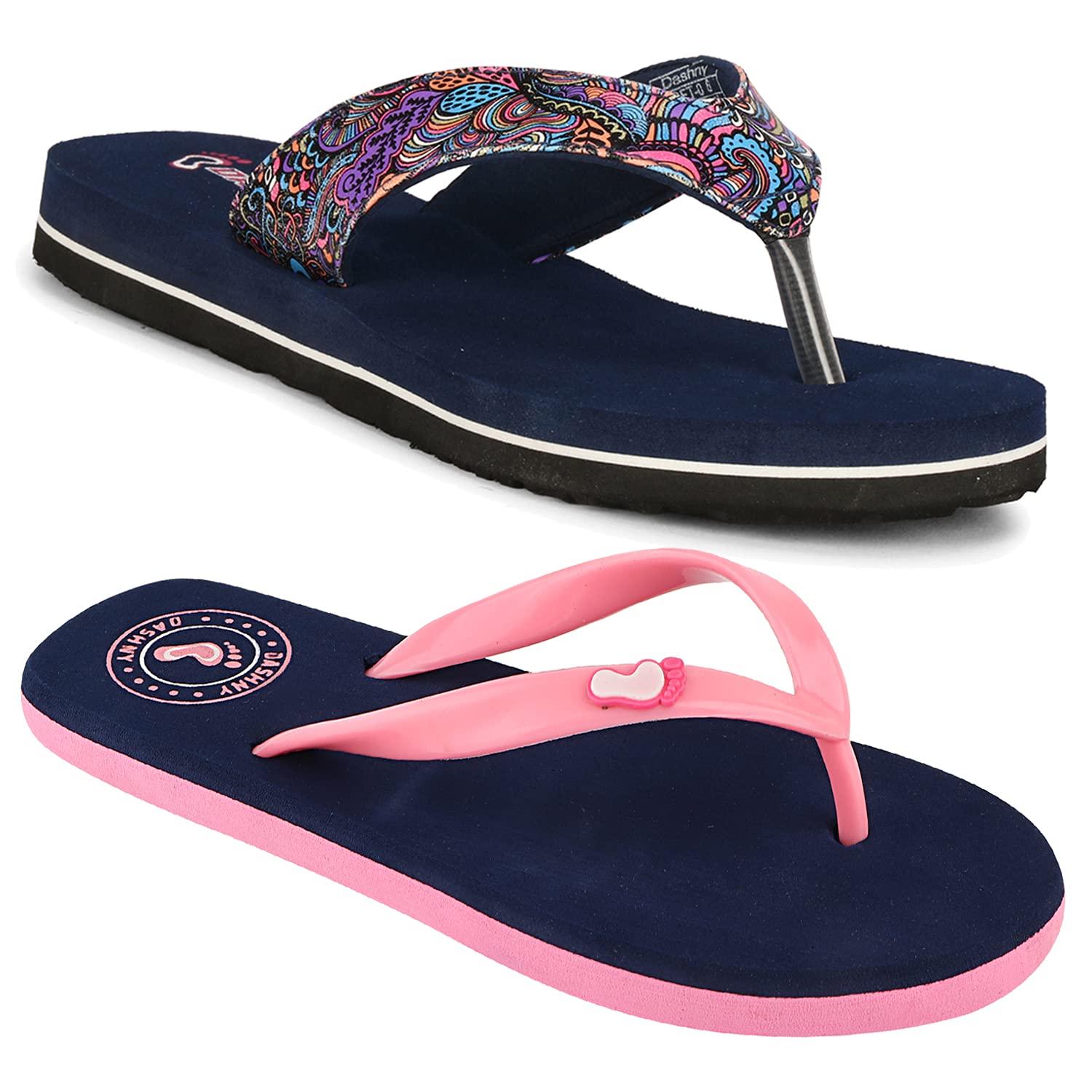 Buy Dashny Combo Pack of 2 Multicolor Comfortable Casual Slippers