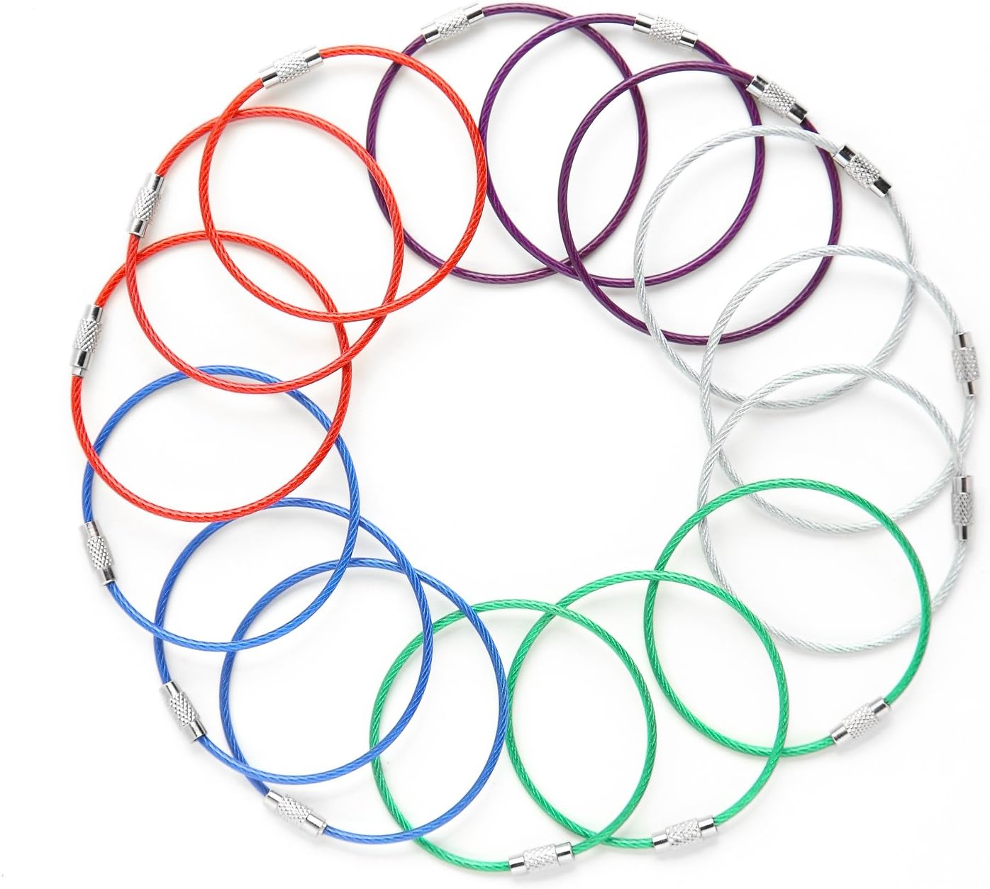 Steel Wire Loop Key Ring Cable, Versatile Heavy Duty Keychain, 5-Color, 6.7 inches 2MM, Sturdy for Looping Keys, Bags, ID Tags, Ideal Accessory for Hiking, Fishing and Travelling