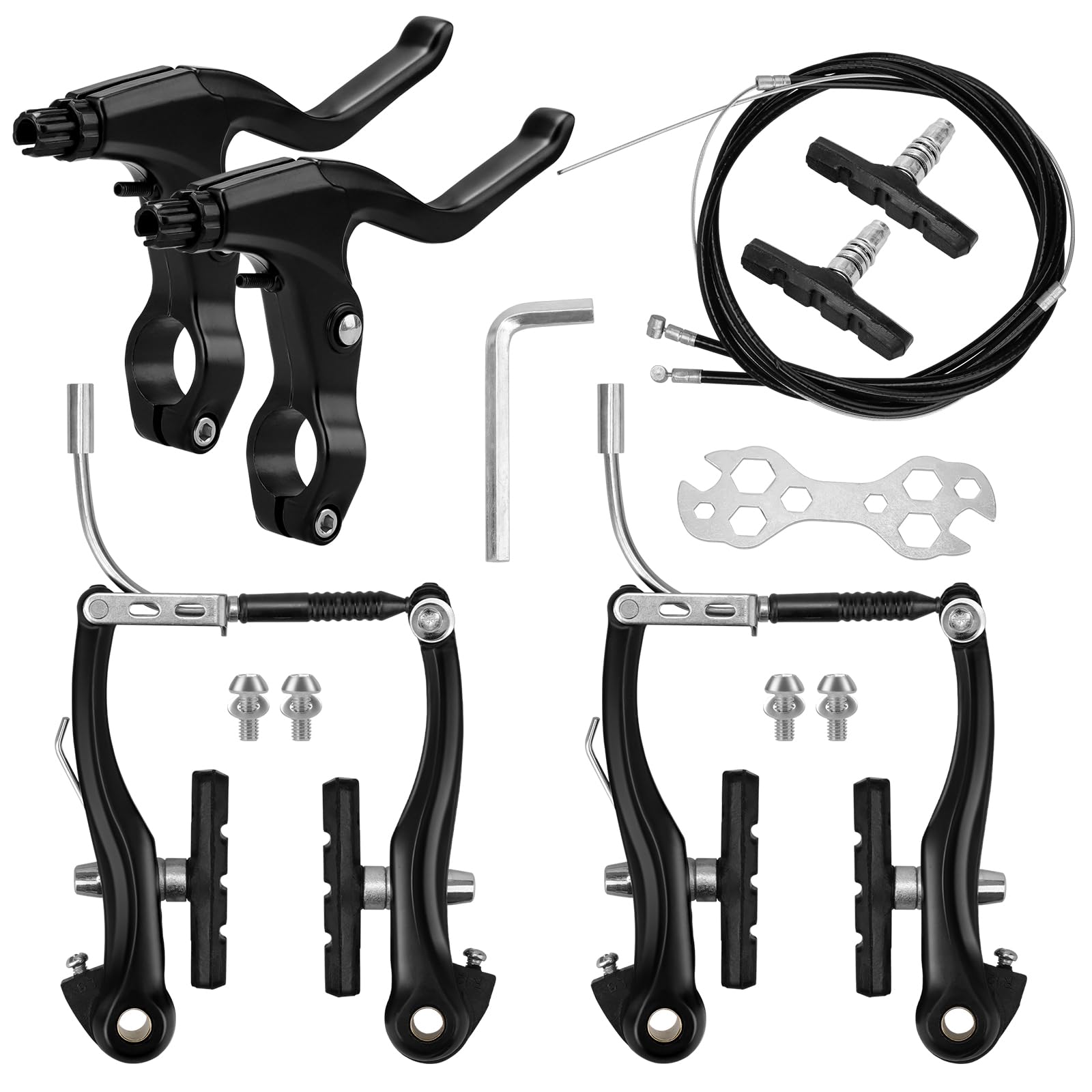 Kigniote Bike Brakes Set V Brakes Set Include：V Brakes Bike Brake Cables Bike Brake Lever Bike Brake Pads-Bike Brake for Apollo Universal Bicycle Brake MTB Brakes Mountain Bike Parts