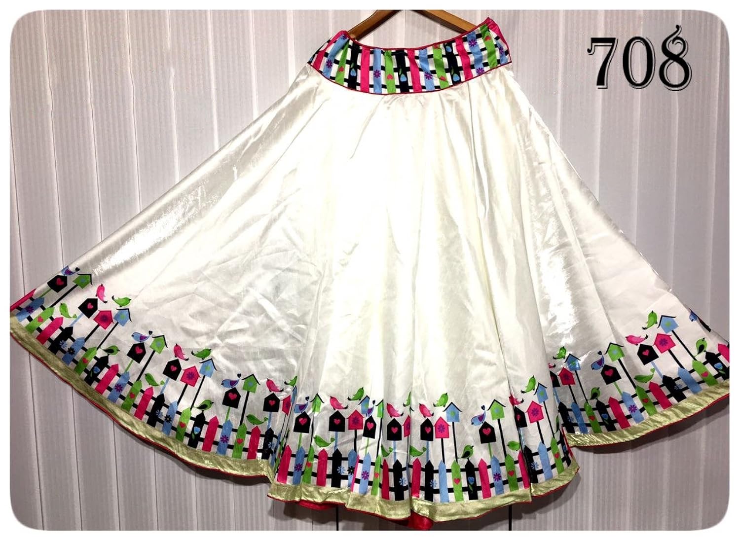 kgm digital printedsatin lengha satin (white)