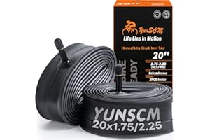 2-PCS 20" Heavy Duty Bike Tubes 20X1.75/1.95/2.125/2.25 AV Schrader Valve (45/57-406) 20" Bicycle Tubes Compatible with 20 X 